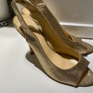 TARA JARMON GOLD GLITTER HEELS